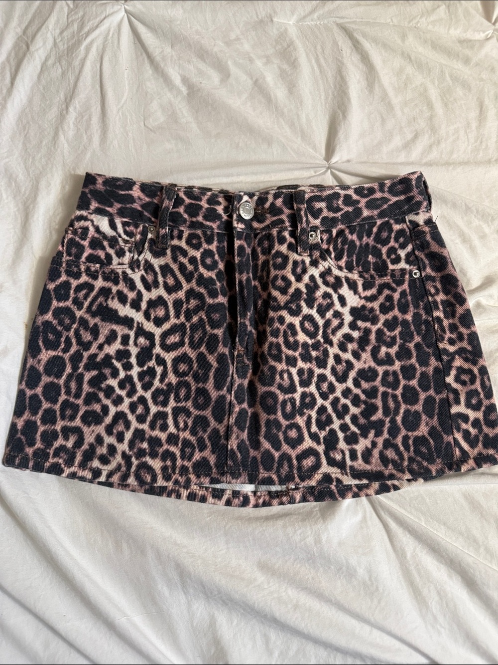 PacSun Pink and Black Leopard Print Mini Skirt